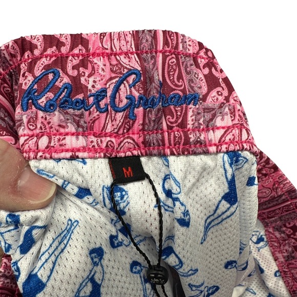 Robert Graham Drew Pink Paisley Swim Trunks Mens Medium Pinup Lining NEW